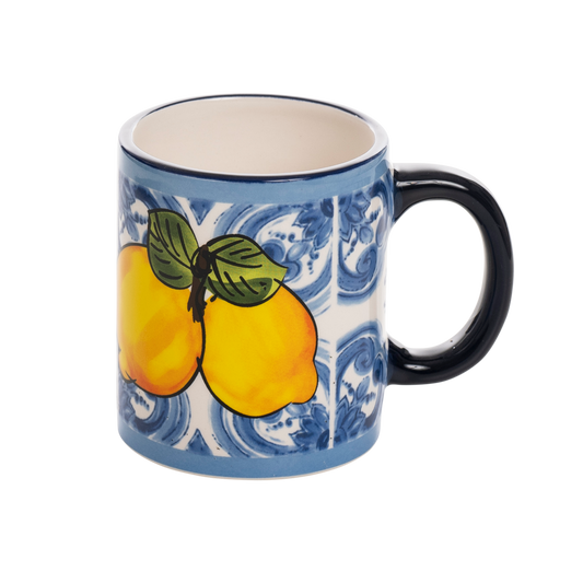 Tazza in ceramica decorata con limoni e maioliche - SF157