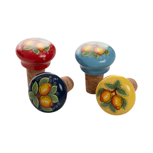 Set da 4 Tappi Bottiglia in Ceramica - Wine Stopper - SF166