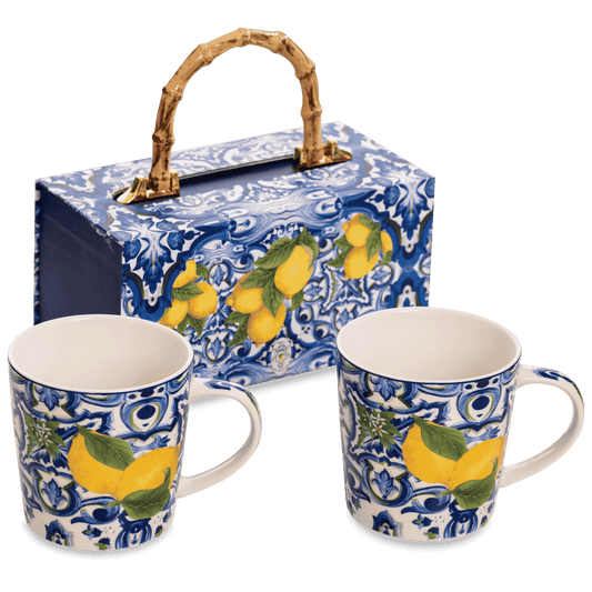 Box Ceramica luxury Blue Mug - 2 large mugs of 350 ml
