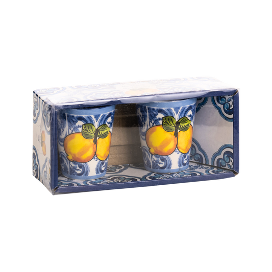 Set 2 Bicchierini in Ceramica con Maioliche e Limoni - SF194