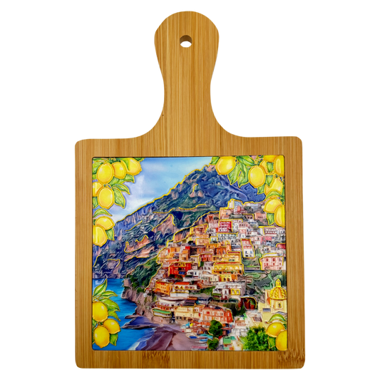 Sottopentola decorativo in ceramica e bambù con paesaggio Amalfi Coast Positano - 19x27 cm - SF278