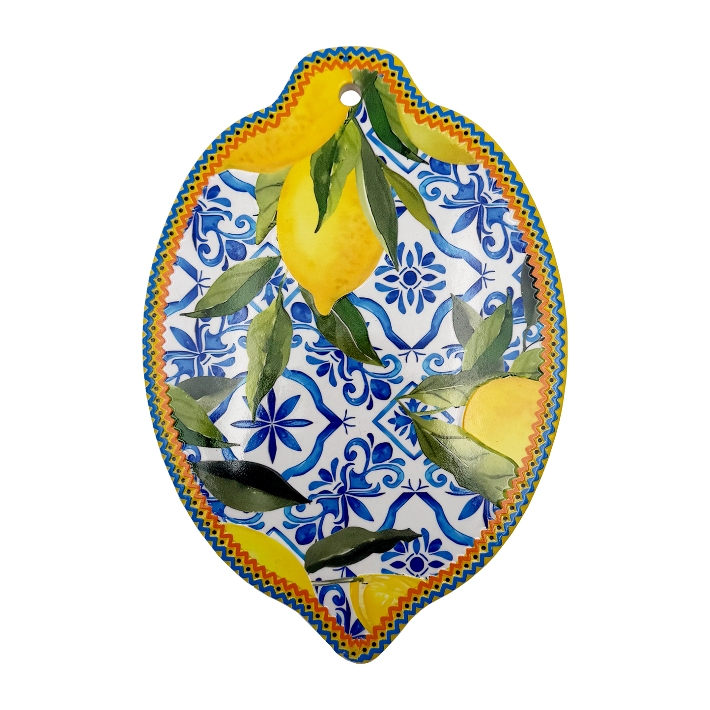 Sottopentola decorativo in ceramica Lemon Shape con Mix Maiolica - 15x21 cm - SF299