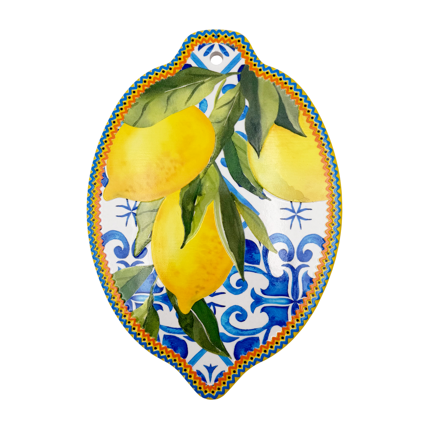 Sottopentola decorativo in ceramica Lemon Shape con Mix Maiolica - 15x21 cm - SF299