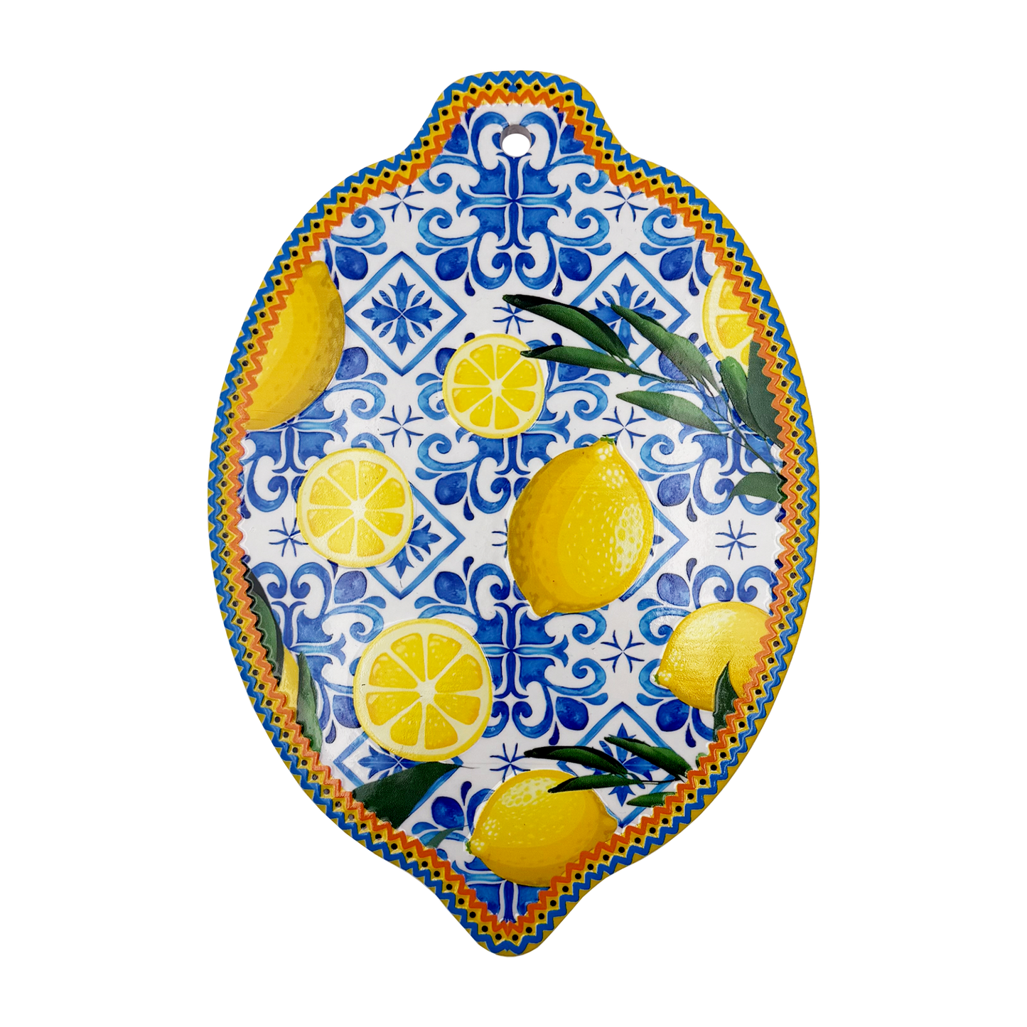 Sottopentola decorativo in ceramica Lemon Shape con Mix Maiolica - 15x21 cm - SF299