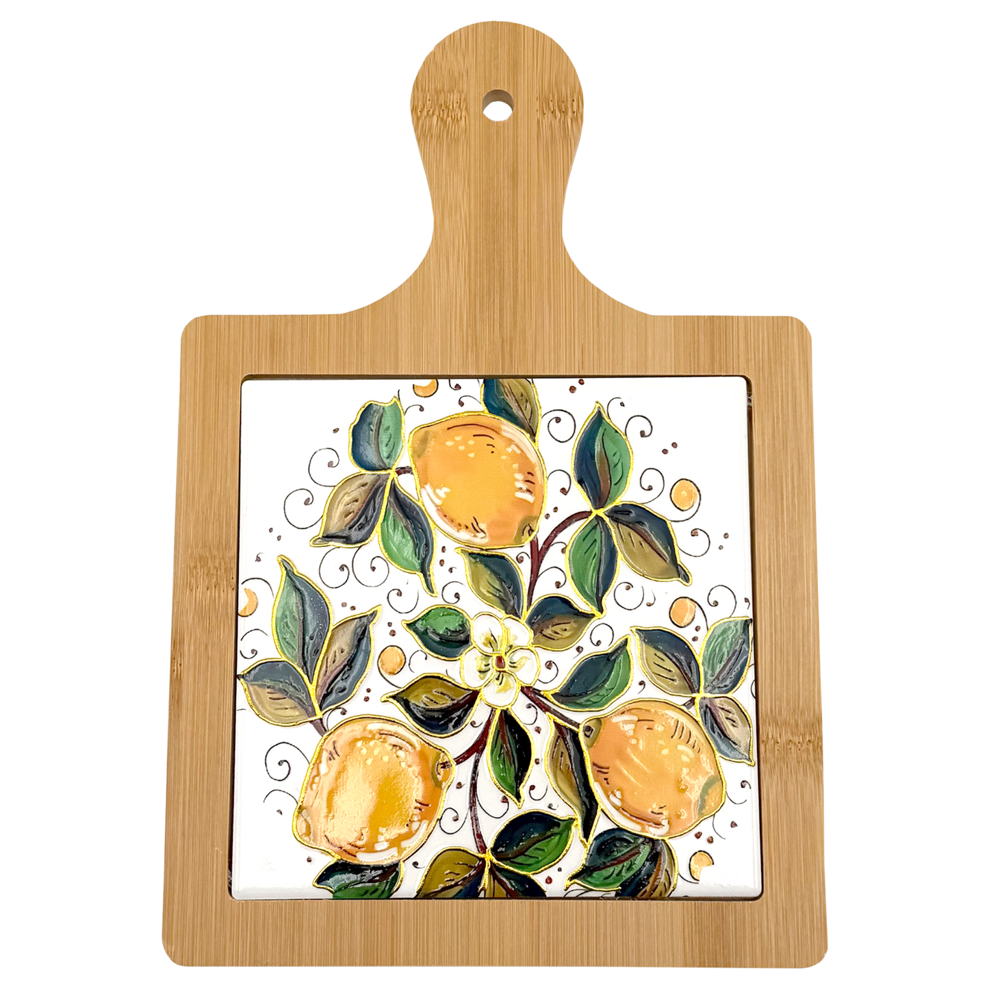Sottopentola decorativo in ceramica e bambù - 19x27 cm - SF353