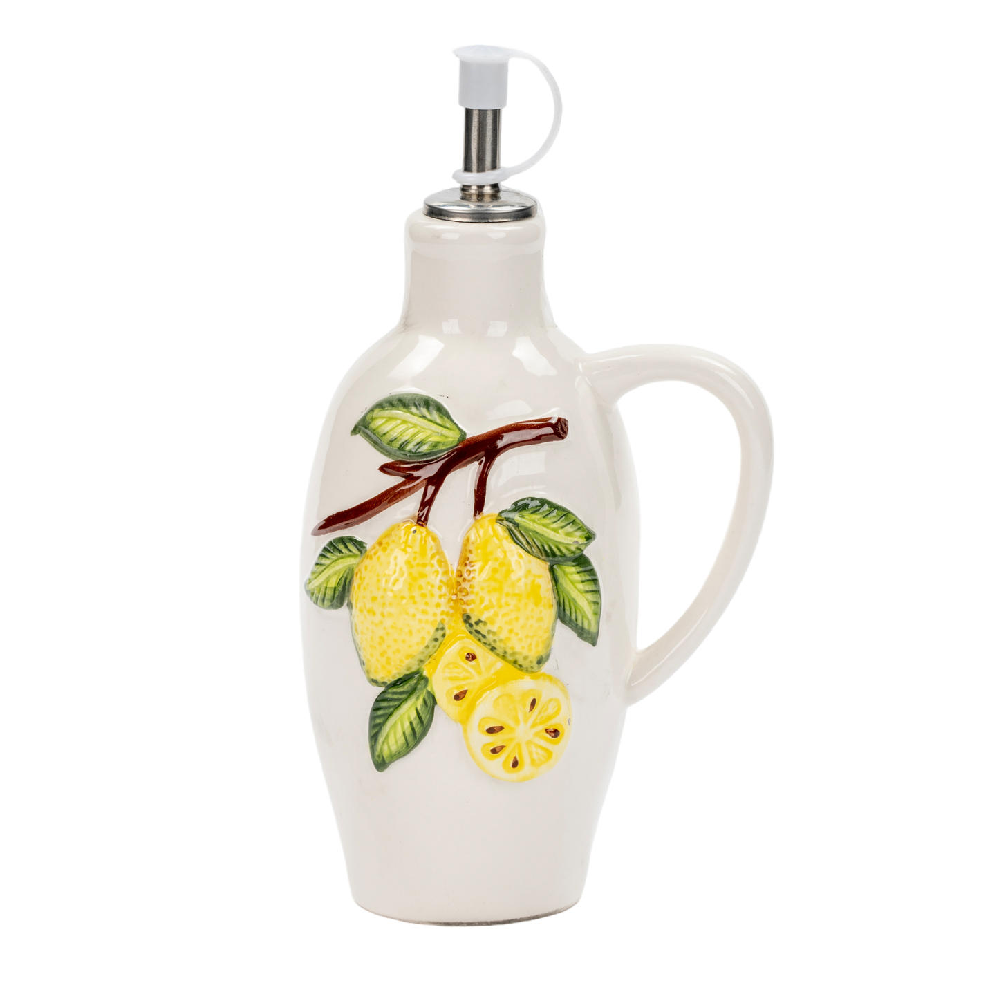 Oliera cilindrica in ceramica con limoni in rilievo - SF45