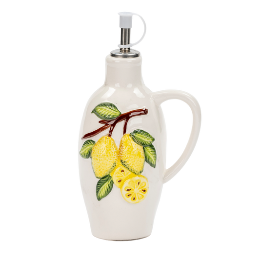Oliera cilindrica in ceramica con limoni in rilievo - SF45