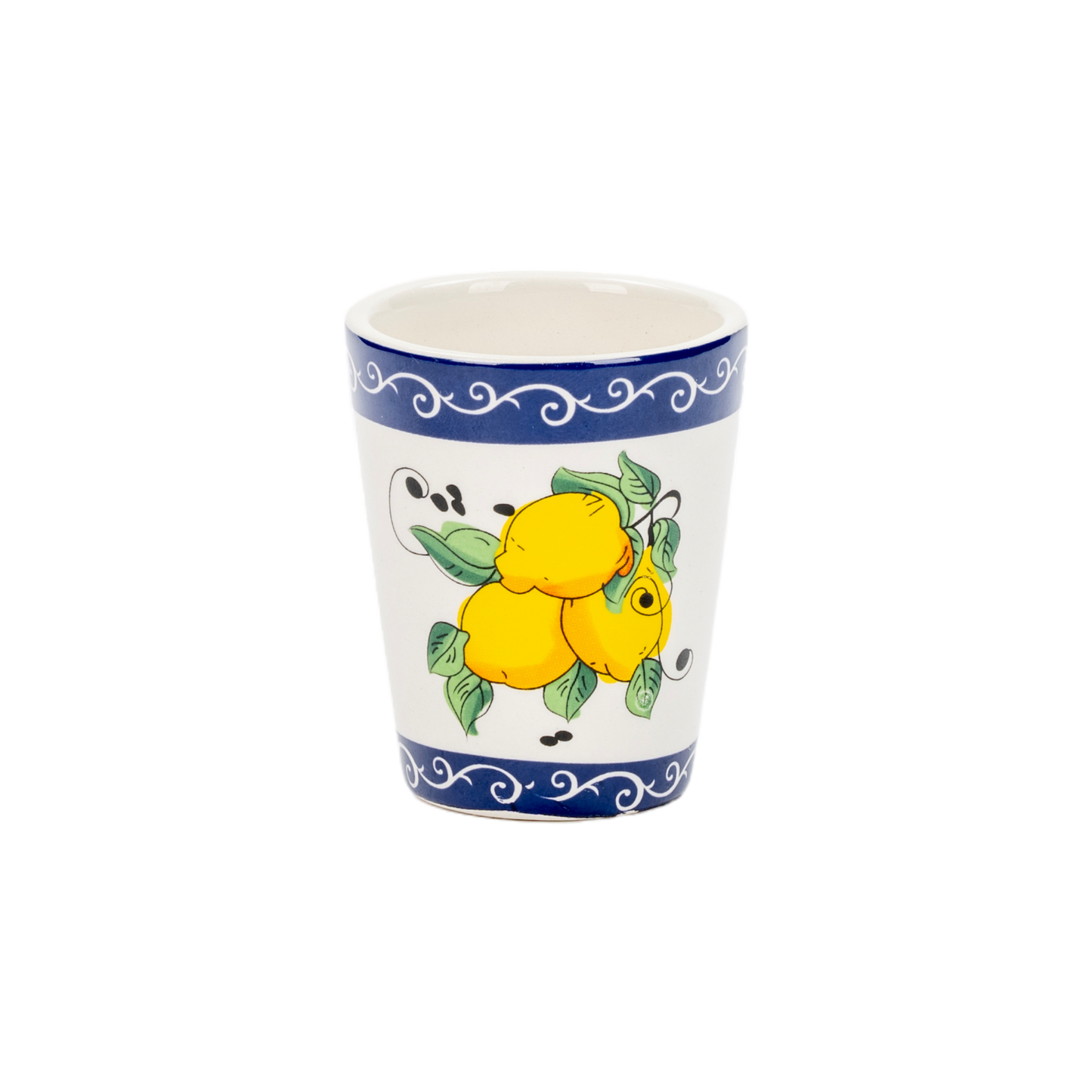 Bicchierino in Ceramica con Bordo Blu e Giallo Limone - SF96