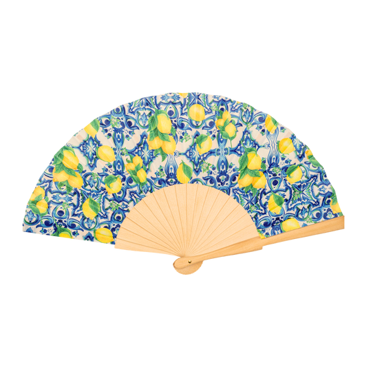 Ventaglio pieghevole in stile maiolica con limoni – Design Mediterraneo - VAR 16-01