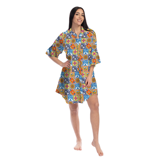 Abito estivo Kaftano Donna colorato in diverse fantasie - VEST 106 - K02
