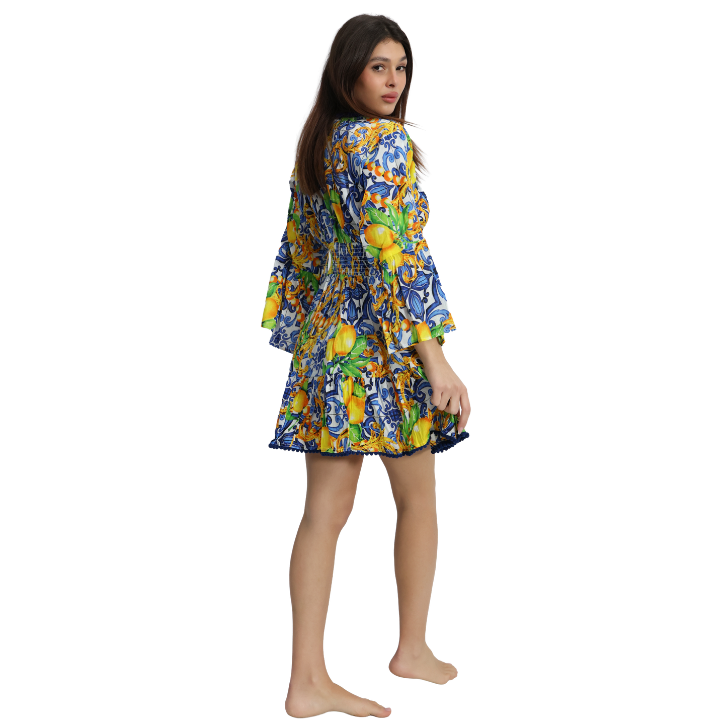 Vestito Treccia Donna estivo con scollo a v 100% cotone - VEST 175 - T03