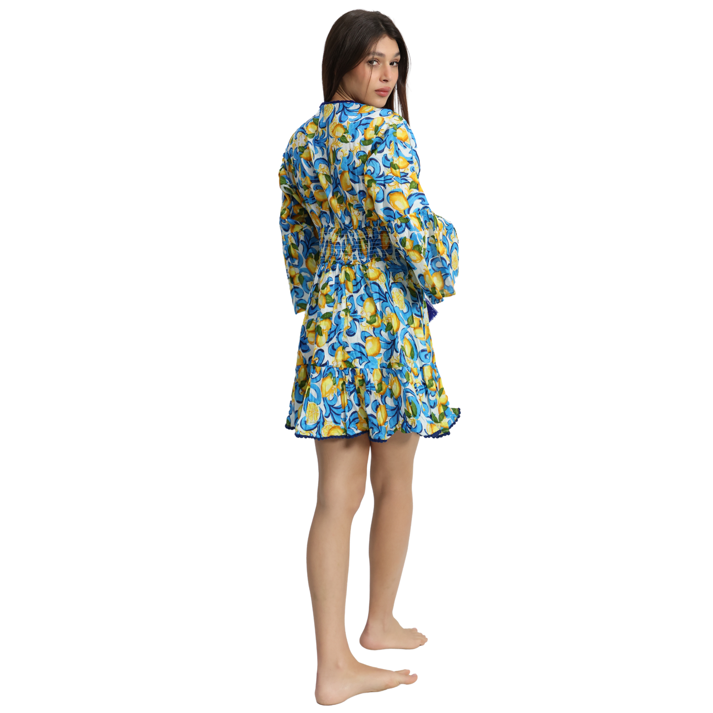 Vestito Treccia Donna estivo con scollo a v 100% cotone - VEST 175 - T03