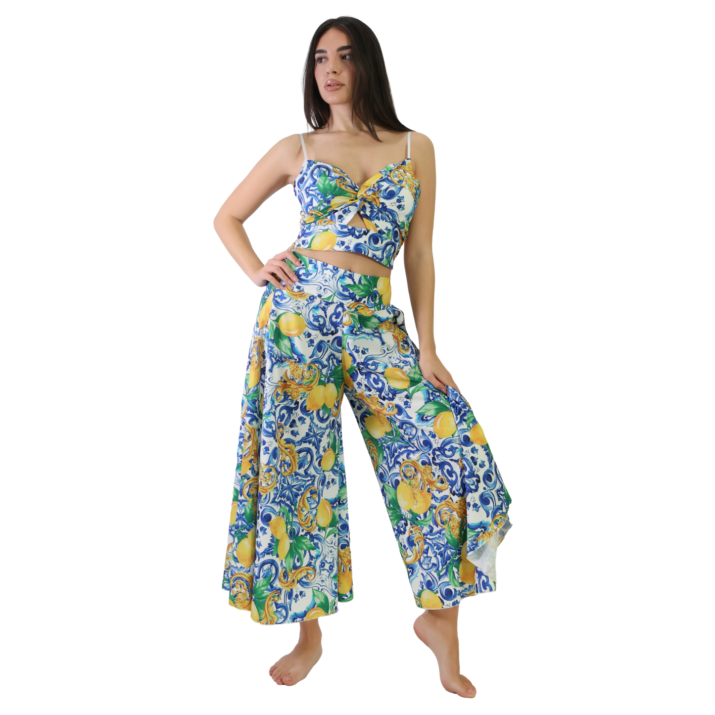 Outfit donna top e pantalone in diverse fantasie top regolabile e pantalone - Top VEST189 + Pantalone VEST190