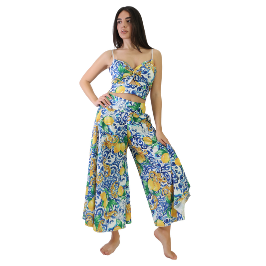 Outfit donna top e pantalone in diverse fantasie top regolabile e pantalone - Top VEST189 + Pantalone VEST190