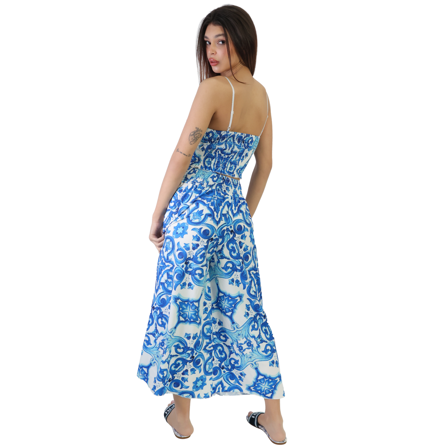 Outfit donna top e pantalone in diverse fantasie top regolabile e pantalone - Top VEST189 + Pantalone VEST190