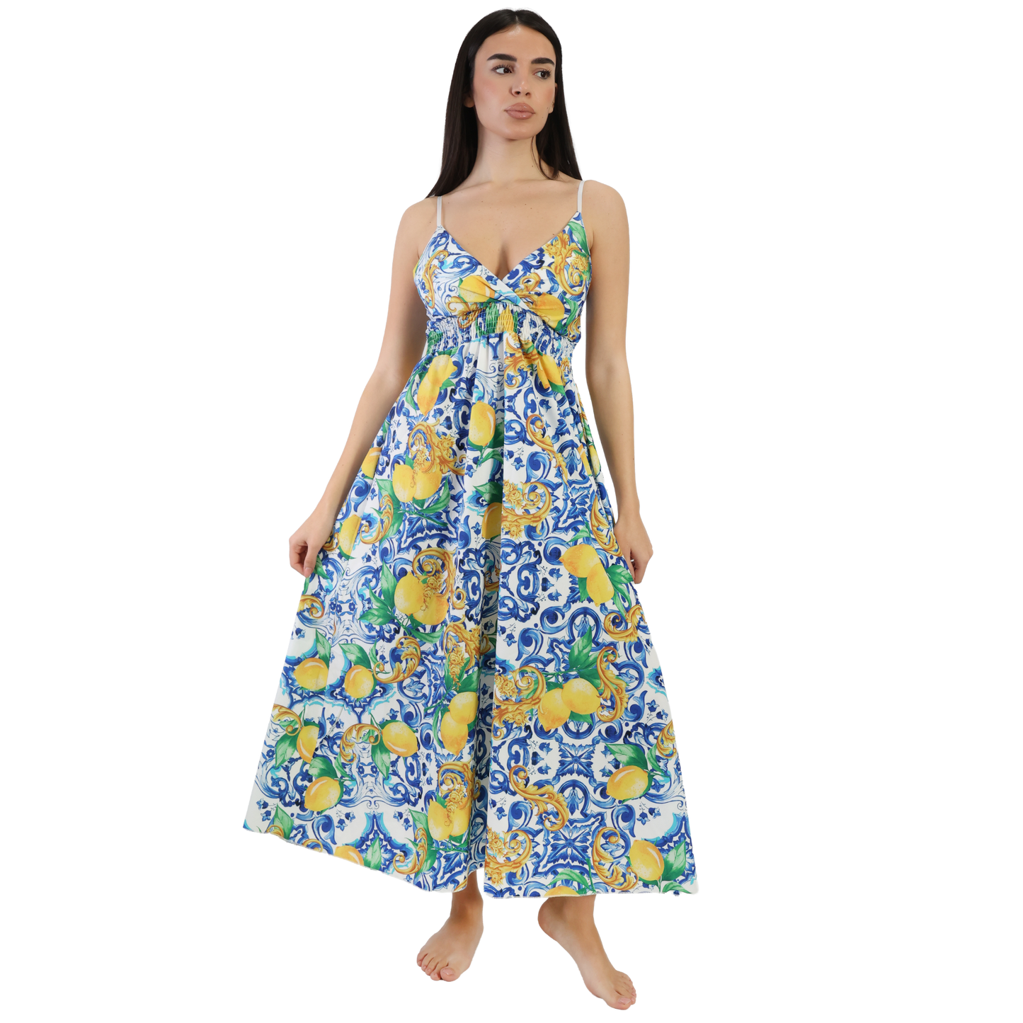 Vestito lungo donna con spalline sottili e regolabili - VEST192