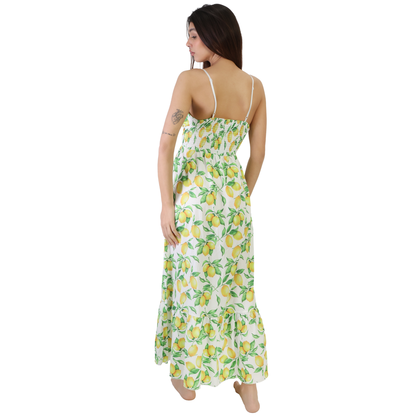 Vestito donna lungo con spalline regolabili e spacco - VEST195