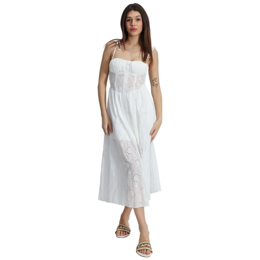 Vestito donna midi in Pizzo Sangallo con spalline regolabili - VEST206