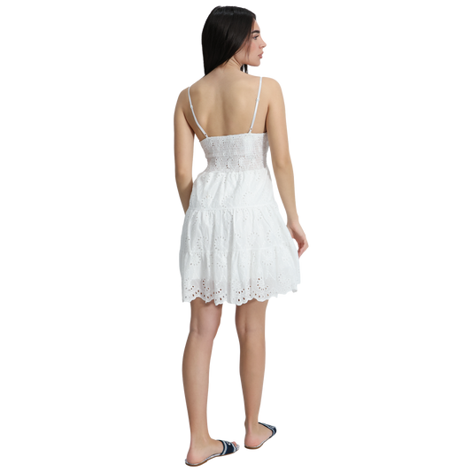 Vestito donna corto in Pizzo Sangallo con spalline regolabili - VEST208