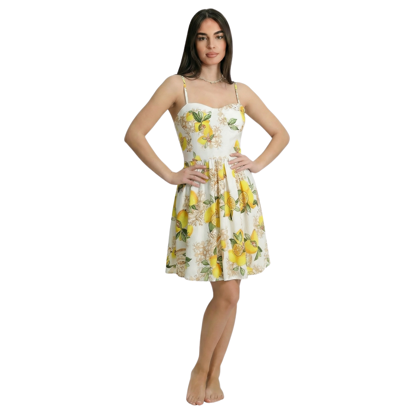 Abito corto donna con spalline sottili e gonna svasata - VEST217