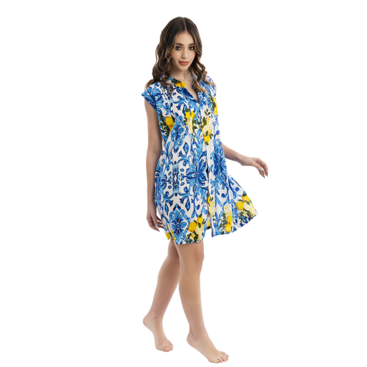 Abito estivo Kaftano Smanicato Donna colorato Lemon - VEST 172 - KS01