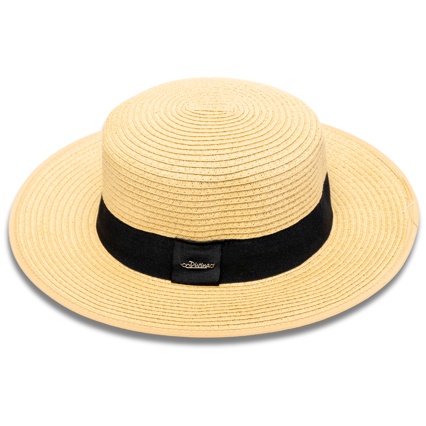 Cappello Boater in Paglia con Fascia Nera - ZH4203