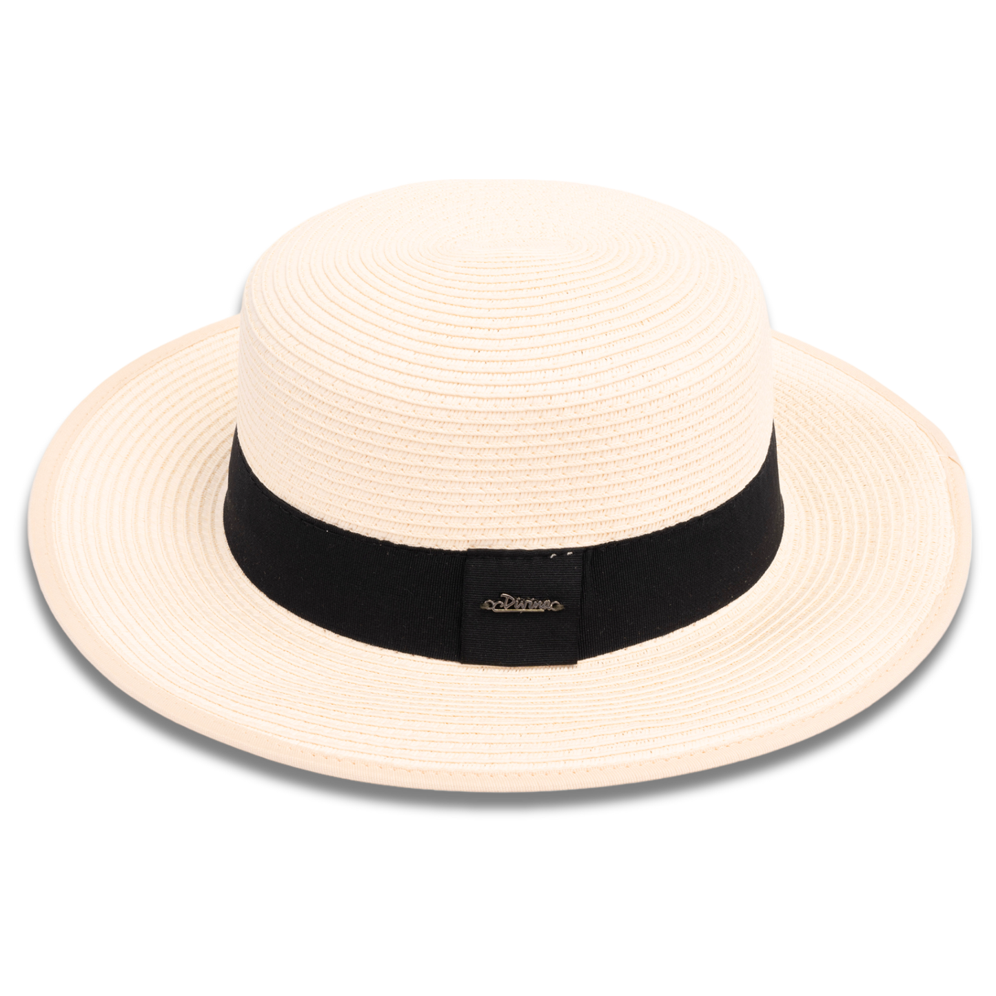 Cappello Boater in Paglia con Fascia Nera - ZH4203