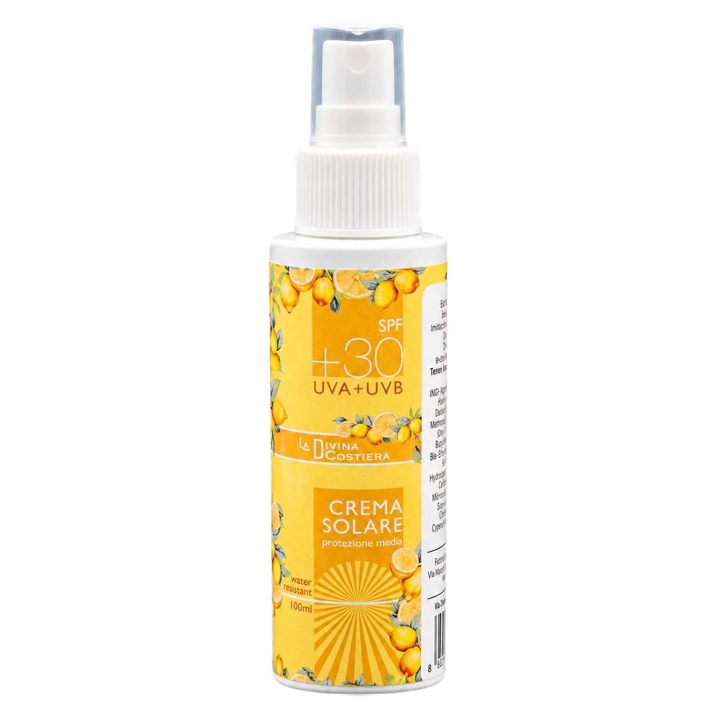 Crema Solare Spray SPF 30 (100 ml) | Protezione Media UVA + UVB, Water Resistant | Solare Trasportabile in Aereo (Travel-Friendly) | Made in Italy