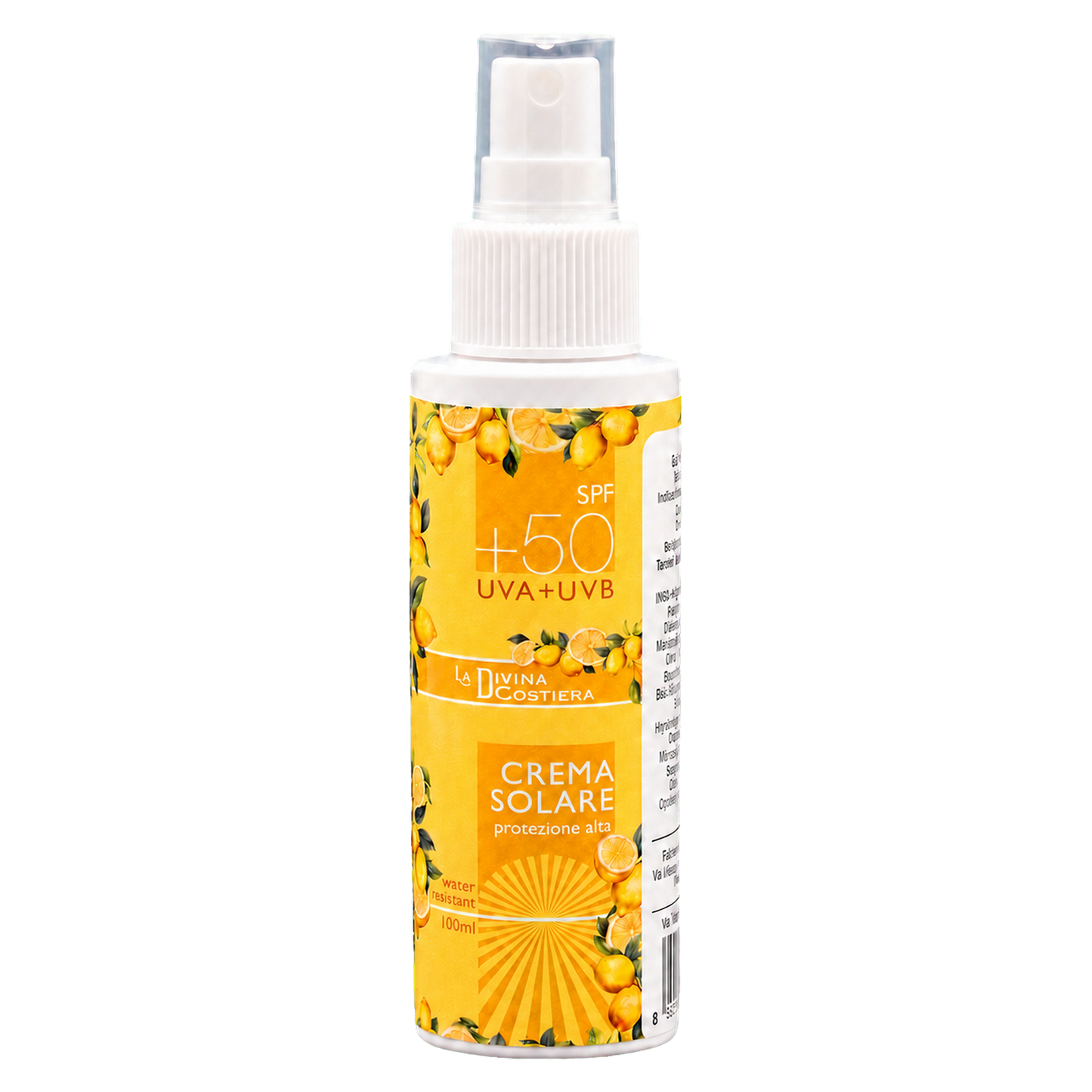 Crema Solare Spray SPF 50 (100 ml) | Protezione Alta UVA + UVB, Water Resistant | Solare Trasportabile in Aereo (Travel-Friendly) | Made in Italy