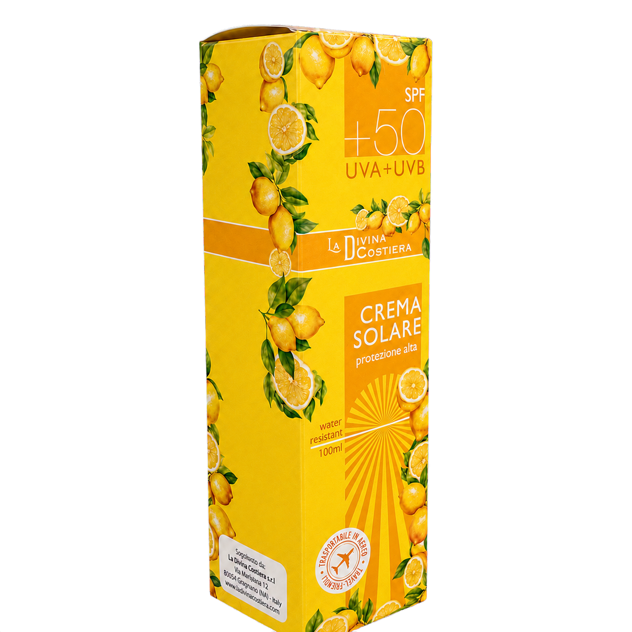 Crema Solare Spray SPF 50 (100 ml) | Protezione Alta UVA + UVB, Water Resistant | Solare Trasportabile in Aereo (Travel-Friendly) | Made in Italy